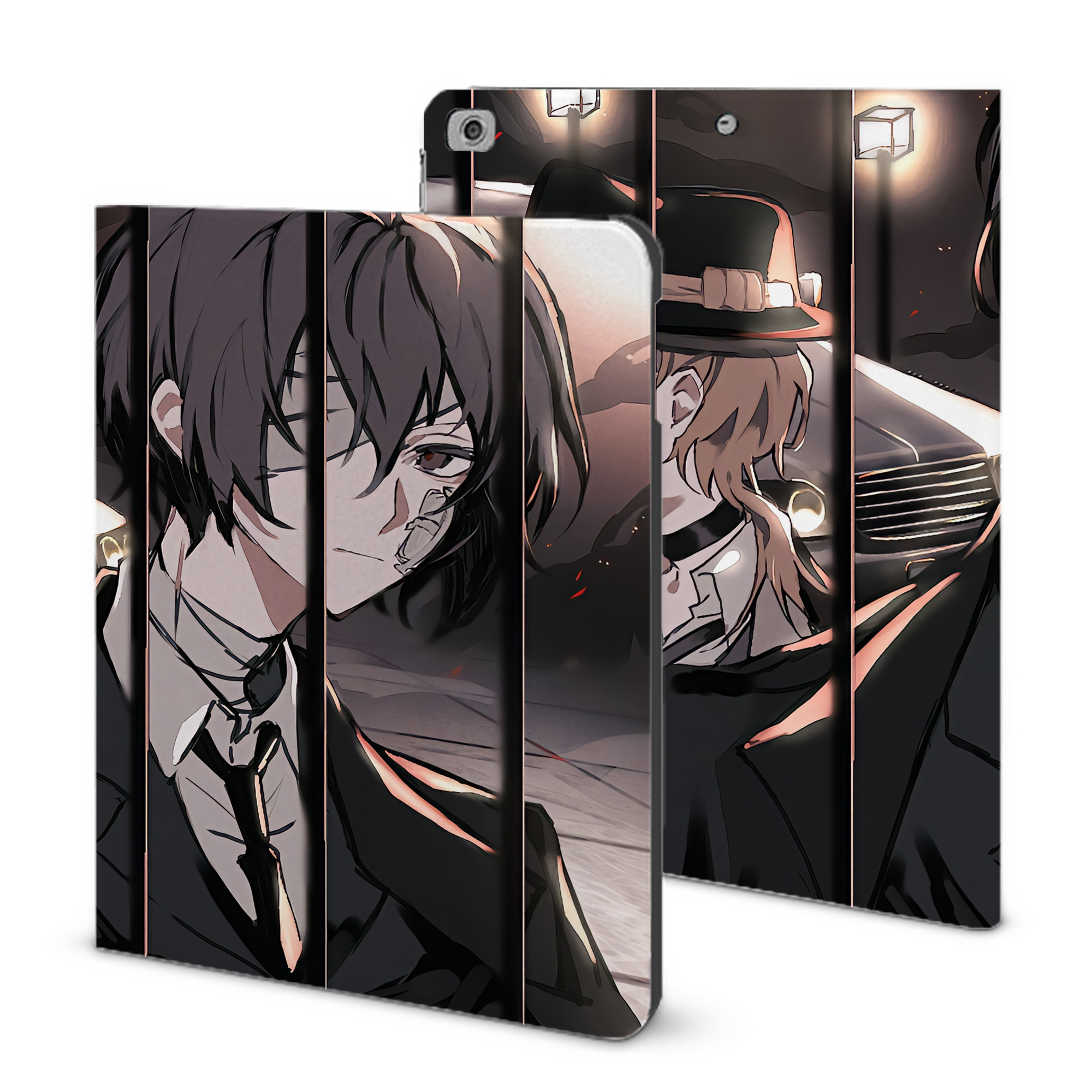 （画像用） 文豪ストレイドッグス Bungo Stray Dogs IPad ケース ブック型 PUレザー TPU 耐衝撃 軽量 薄型 ペン収納なし 全面保護 IPad 各モデル対応